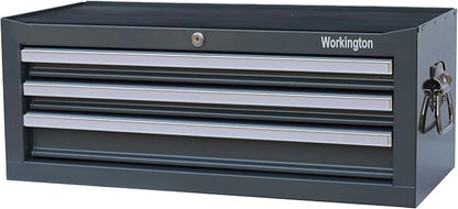 Workington Industrial 3 Drawers Portable Metal Intermediate Box, 26" Middle Tool Chest Cabinet with Ball Bearing Drawer Slides, Steel Tool Storage Box Organizer 4009 Gray