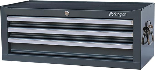 Workington Industrial 3 Drawers Portable Metal Intermediate Box, 26" Middle Tool Chest Cabinet with Ball Bearing Drawer Slides, Steel Tool Storage Box Organizer 4009 Gray