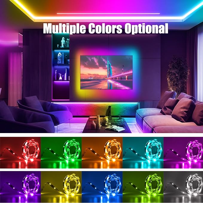 roperry 100FT Outdoor LED Strip Lights, IP68 RGB LED Lights with Remote and APP Control, Outdoor Strip Lights for Pool, Balcony, Roof, Garden, Stairs (1 Roll)