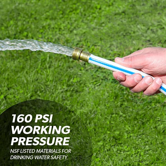 Valterra AquaFresh High Pressure Drinking Water Hose, Water Hose Hookup for RV - 1/2" x 10', White