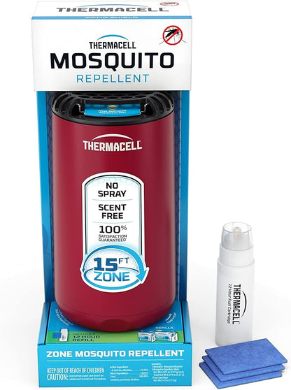 Thermacell Mosquito Repeller Patio Shield; Includes 12-Hour Refill; 15 Foot Zone of Protection; Highly Effective Mosquito Repellent for Patio; Bug Spray Alternative; Scent Free