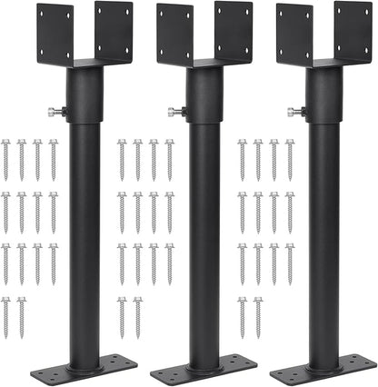 3 Pack 304 Stainless Steel 3.6" Heavy Duty Saddle Roof Riser for Patio Pergolas, 18-1/4" High (Black)