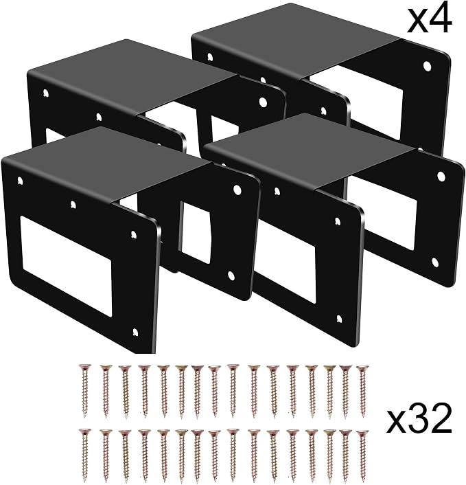 4 Pack Firewood Log Storage Rack Bracket,Indoor Outdoor Adjustable Heavy Duty Powder Coated Steel Holder,Fireplace Wood Storage, Log Holder
