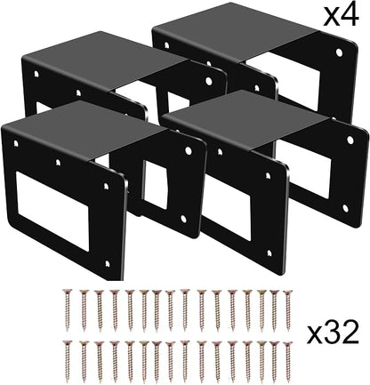 4 Pack Firewood Log Storage Rack Bracket,Indoor Outdoor Adjustable Heavy Duty Powder Coated Steel Holder,Fireplace Wood Storage, Log Holder