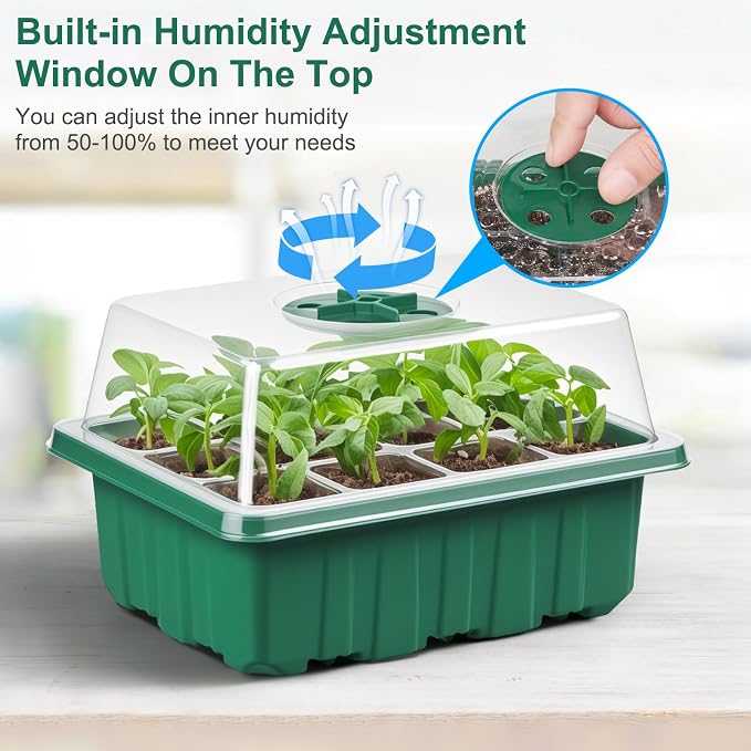 10 Pcks Seed Starter Tray 120 Cells Seed Starter Kit with Humidity Dome, Seed StartingTrays for Seed Seedling Planting Starter, Mini Greenhouse Plant Germination Trays（Green）