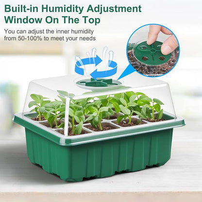 10 Pcks Seed Starter Tray 120 Cells Seed Starter Kit with Humidity Dome, Seed StartingTrays for Seed Seedling Planting Starter, Mini Greenhouse Plant Germination Trays（Green）
