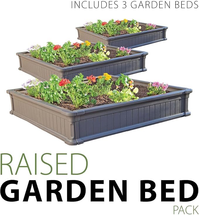 LIFETIME 60069 Raised Garden Bed Kit, 4 x 4', Brown
