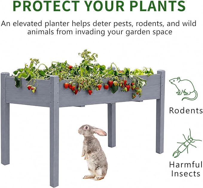 30" H Raised Garden Bed with Legs, Fir Wood Elevated Garden Bed Planter Box | Plant Stand Indoor/Outdoor for Tomato, Strawberry Herb Garden Planter
