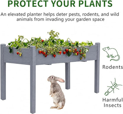 30" H Raised Garden Bed with Legs, Fir Wood Elevated Garden Bed Planter Box | Plant Stand Indoor/Outdoor for Tomato, Strawberry Herb Garden Planter