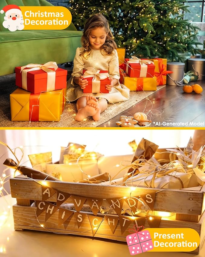 6 Pack 60 LED Fairy Lights Battery Operated with Remote, 8 Modes String Lights Indoor Outdoor, Cuttable Battery Light for Home Bedroom Wedding DIY Centerpiece Christmas Decorations (Warm White)