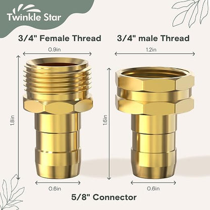Twinkle Star Garden Hose Repair Connector, 3/4" or 5/8", 3 Set | Male and Female Garden Hose Fittings With Clamps