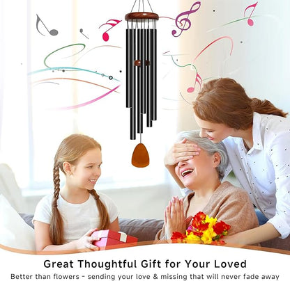 Bursvik Wind Chime for Outside Deep Tone, 42 inch Large Wind Chimes, 6 Heavy Duty Tubes Aluminium Metal Extra Large Wind Chimes, Decoration for Garden, Patio, Yard, Gift for Mother's Day(Waterdrop)