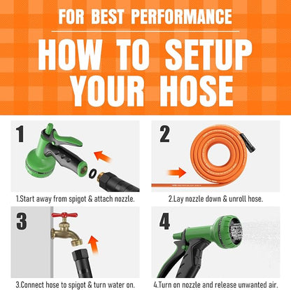 Garden Hose 25 ft x 5/8", NON-EXPANDING Flexible Water Hose, Kink Resistant Lightweight Hybrid Hose, Leakproof Yard Hose with Male to Female Fittings