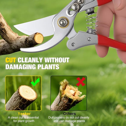 Yesker Pruning Shears Garden Shears 8.6" Professional Bypass Garden Scissors Yard Clippers with Sharp SK5 Steel Blade Heavy Duty Hand Pruners for Branch Flower Plant Trimming Cutting Gardening Tools