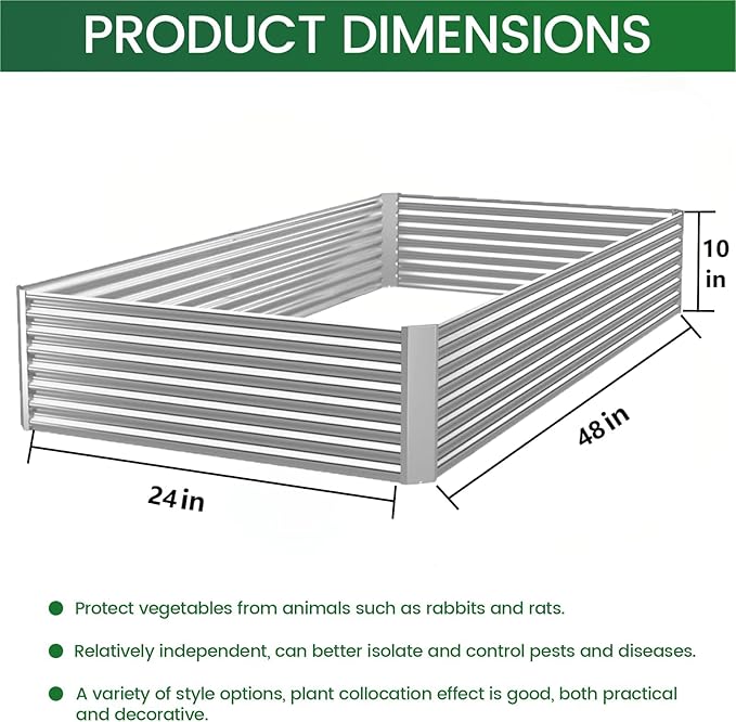 3pcs Galvanized Raised Garden Bed Outdoor,Above Ground Garden Bed for Vegetable,Metal Raised Beds for Flower,Steel Raised Beds for Gardening - 4x2ft