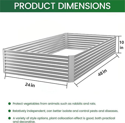 3pcs Galvanized Raised Garden Bed Outdoor,Above Ground Garden Bed for Vegetable,Metal Raised Beds for Flower,Steel Raised Beds for Gardening - 4x2ft
