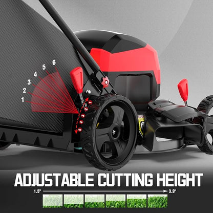 PowerSmart 40V 17" Cordless Lawn Mower with Steel Deck, Brushless Motor, Mulch/Bag/Side Discharge, 4.0Ah Battery and Charger , up to 1/8 Acre