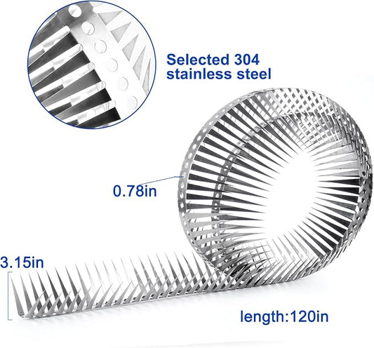 Bird Spikes - Stainless Steel Fence Spikes for Pigeons, Raccoons, Snakes - Deterrent Defender (120inch)