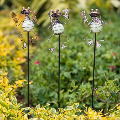 3 Pack Decorative Garden Stakes,Frog Waterproof Metal Spring Decor,Outdoor Decorations Yard Art Garden Stakes for Patio Yard Porch Decor