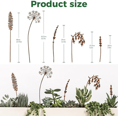 5-Pack Rustic Metal Decorative Garden Stakes, Multiple Nature-Inspired Designs, Metal Flowers Indoor&Outdoor Garden Decor, Gift-Boxed Yard Art for Pots, Planters Flower Beds (Wildflower Mix Set)