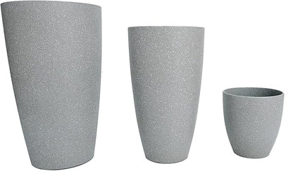24,21,11 Inch Large Plastic Planters with Drainage Hole and Saucer - Set of 3 Tall Plant Pots Indoor Flower Pot Tall Round Planters Outdoor Large Tall Planter