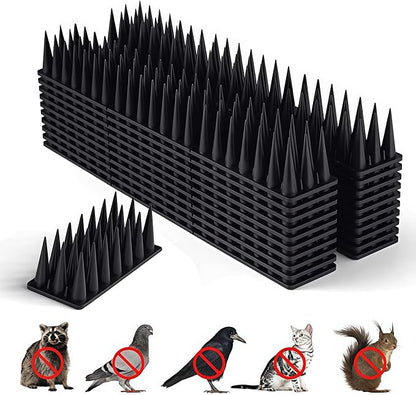 BORHOOD Bird Spikes, 40 Pack Pigeon Deterrent for Small Birds Raccoon Cats Defender for Outside to Keep Squirrel Away, Plastic Fence Spike for Railing and Roof-Black