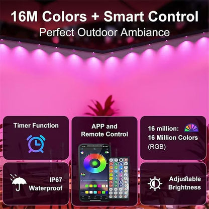 200Ft Permanent Outdoor Lights for House Waterproof, IP67 LED Eave Lights with App/Remote Control, Outdoor Permanent led Lighting for House Roof Decor,Christmas,Party,All Holiday and Daily
