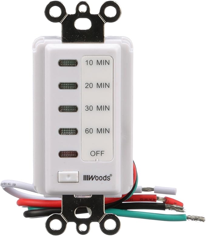Southwire Woods In-Wall 60-Minute Digital Countdown Timer - Automatic Shut-Off Timer - Energy-Efficient Wall-Mounted Timer - Durable Digital Timer - Easy-Installation Indoor Timer