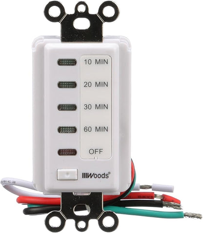 Southwire Woods In-Wall 60-Minute Digital Countdown Timer - Automatic Shut-Off Timer - Energy-Efficient Wall-Mounted Timer - Durable Digital Timer - Easy-Installation Indoor Timer