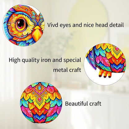 Junware Metal Owl Wall Decor, 4Pcs Owl Iron Wall Art Sculptures Hanging Sculpture Decoration. Outdoor Fence Art for Home Garden, Fence, Patio, Yard, Bedroom Outside Gifts for Adults