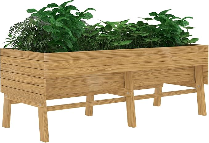 Yardenaler 6 x 3 x 2FT Raised Garden Bed with Legs, Large Outdoor Elevated Wood Planted Box with Liner for Vegetable Flower, Backyard and Patio, Natural