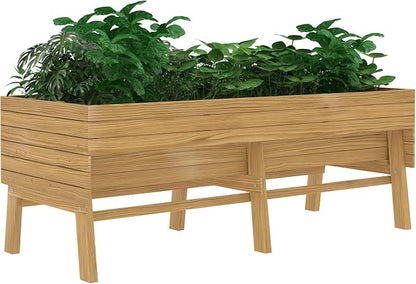 Yardenaler 6 x 3 x 2FT Raised Garden Bed with Legs, Large Outdoor Elevated Wood Planted Box with Liner for Vegetable Flower, Backyard and Patio, Natural