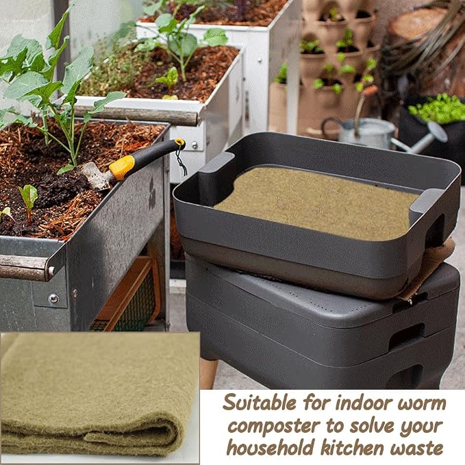 2-Piece Worm Blanket - 2x2 Ft Jute Fibre for Compost Bin & Worm Farm - Keeps Worms Dark, Moist & Warm
