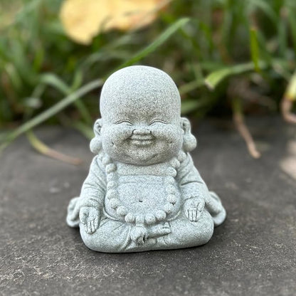 Mini Zen Meditation Buddha Statue, Tiny Sandstone Figurine for Garden Shelf | Mini monk figurine in meditation pose. Perfect for garden, fish tank, or home decor. Symbol of mindfulness and inner calm