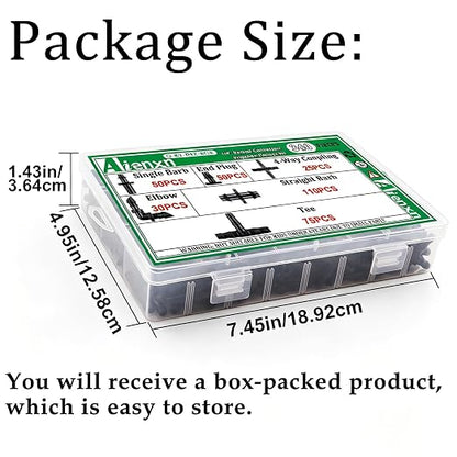 340PCS 1/4" Drip Irrigation Kit Barbed Connectors, Straight Barb, Tee, Single Barb, End Plug, Elbow, 4 Way Coupling Irrigation Fittings for Garden Lawn Flower Pot