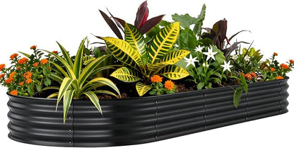 Garvee 6x3x1ft Galvanized Raised Garden Bed, Oval Metal Planter Box with Anti-Cut Safety Edges, 359 Gallons Rust-Resistant Deep Root Planter for Outdoor Vegetables, Flowers, Herbs, Gary