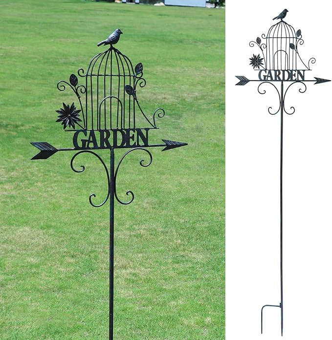 Decorative Garden Stakes，Metal Garden Sign Yard Decorations Outdoor | 58"H Decorative Metal Garden Stakes Outdoor Lawn Backyard Porch Pathway Decor