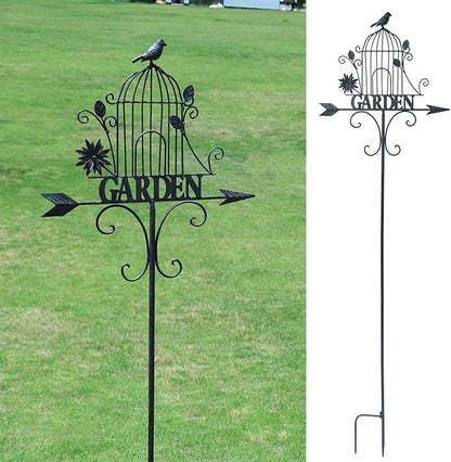 Decorative Garden Stakes，Metal Garden Sign Yard Decorations Outdoor | 58"H Decorative Metal Garden Stakes Outdoor Lawn Backyard Porch Pathway Decor