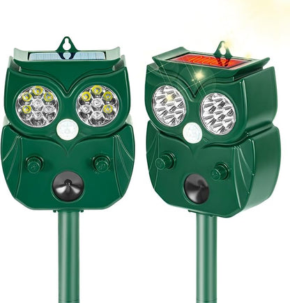 Solar Ultrasonic Animal Repellent Outdoor, 2Pack Waterproof Deer Repellent Devices with RIP Motion Sensor LED Flashing Lights, Cat, Raccoons, Skunks, Rabbits Deer Deterrent Outdoor