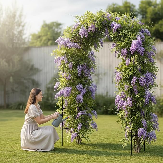 Thick Metal Garden Arch Rust-Proof Heavy Duty for Climbing Vines & Wedding | 7.8 ft H x 4.6 ft W, 16mm Steel Tube Arbor for Plants, Clematis, Jasmine, Party Decor for Wedding, Halloween, Christmas