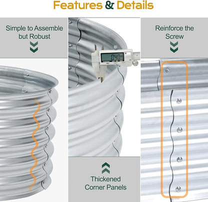 Aoodor Galvanized Raised Garden Bed Kit, 5.3 x 2.6 x 1.4 Ft, Oval Planter Box for Vegetables, Flowers, and Herbs, Outdoor Use, Silver