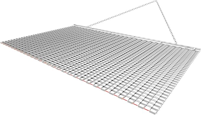 VEVOR Drag Harrow, 6 x 3 ft, High-Efficiency Chain Harrow Rake, ATVs UTVs Tractors Attachments, Durable Galvanized Steel Mesh Drag Mat with Towing Chain, for Gravel Driveway Ruts Farm Field Leveling
