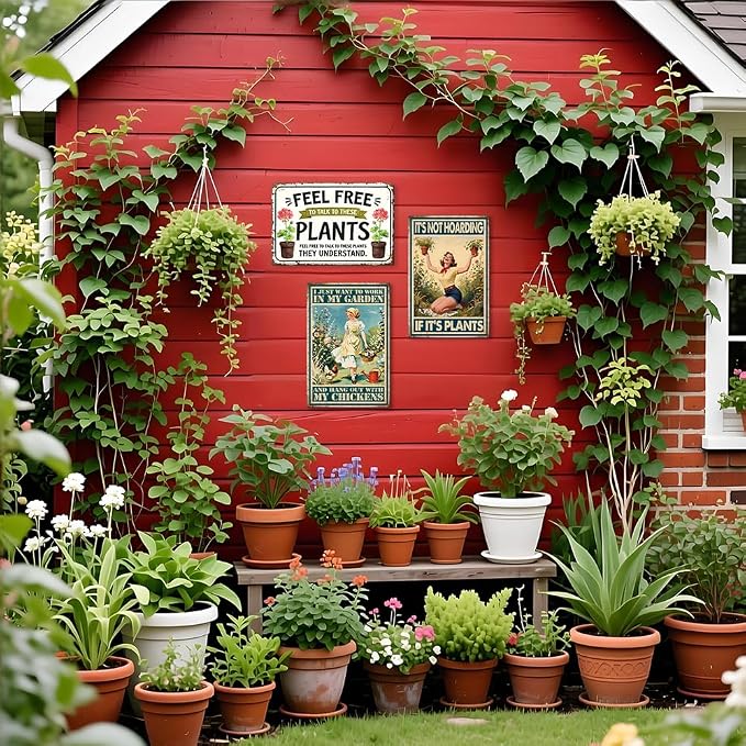 Vintage Garden Metal Tin Sign Feel Free To Talk To These Plants Wall Art for Spring Outdoor Garden Greenhouse Yard Wall Decor
