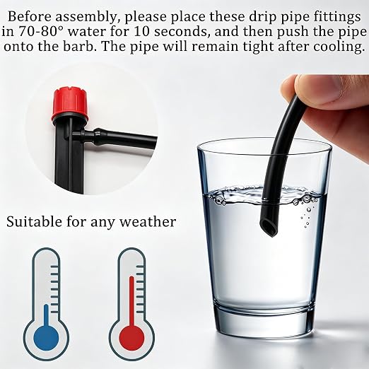 100FT 1/4" Drip Irrigation System Kit, Automatic Watering System, DIY Automatic Irrigation Equipment Set for Greenhouse, Garden, Yard, Lawn