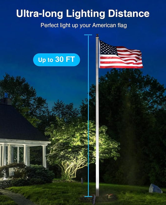 SUNVIE 20W 5000K Dusk to Dawn Spot Lights Outdoor Weatherproof LED Flag Pole Light 120V Plug in Landscape Spotlight with Photocell Sensor Ultra Bright Bullet Flag Light for Yard Garden Tree Statue