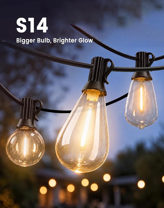 Solar String Lights Outdoor Waterproof, 180FT(3*60) 78 LED S14 Shatterproof Edison Bulbs, 2FT Spacing, 3 Modes, Dimmable, Timer, USB Solar Powered Hanging Patio Lights for Outside, Backyard