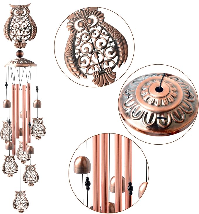 Owls Wind Chimes Outdoor, for Women,Owl Birthday Gifts for Men/Mom/Grandma Metal WindChimes Outside/Indoors, Lawn, Patio, Garden Decor, Yard Decorations