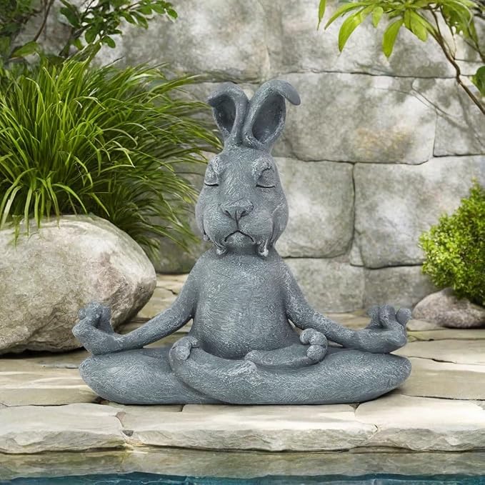 Meditating Rabbit Statue Buddha, Zen Rabbit, Zen Garden Rabbit Figurines for Home and Garden Decor, Rabbit Decorations Gift Ideas for Desk Office Bedroom Outdoor Yard Lawn (Rabbit)