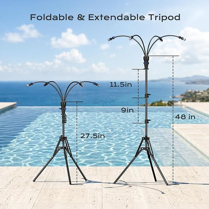 Portable 4 Gallon Misting System with 15000mAh Rechargeable Pump, Stand, 33FT Hose – Powerful Outdoor Water Bucket Misters for Outside Patio Cooling, Backyard, Canopy, Sports, Greenhouse, Camping