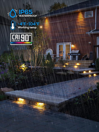 LEONLITE 8-Pack 7 Inch LED Hardscape Lighting, 3W/4W/5W, 2700K Soft White | Update Dimmable Retaining Wall Lights, Low Voltage Landscape Lighting, 12-24V AC/DC Paver Light, Outdoor Step Lights, ETL